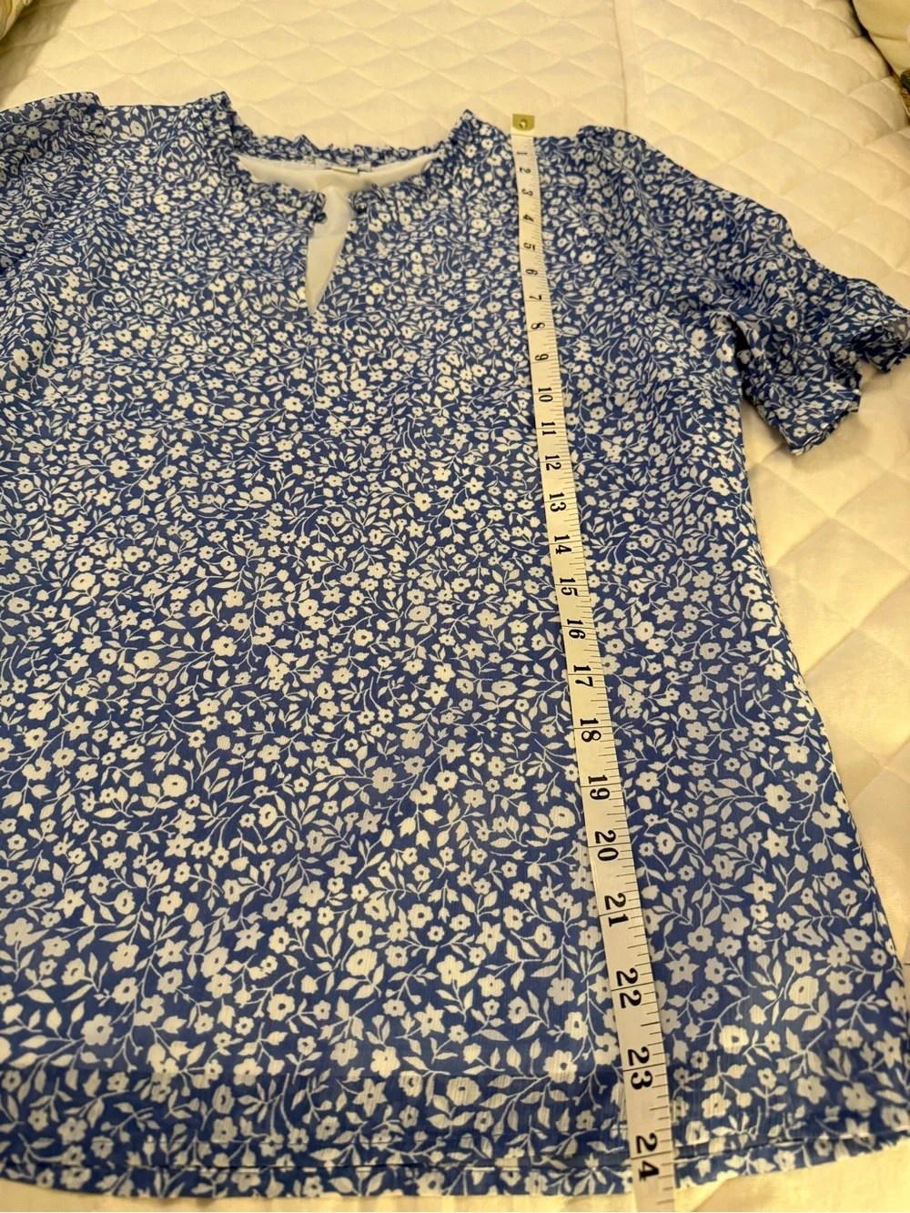 J. Crew Liberty London Luxury fabric Blue and White Floral Ruffle Sleeve Blouse